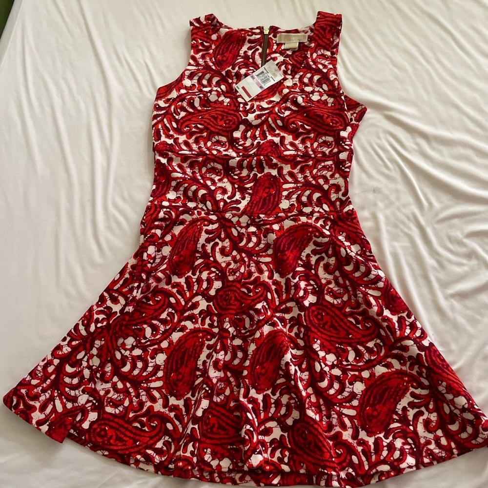Red Fit and Flare Michael Kors Dress